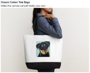 pet portrait tote bag